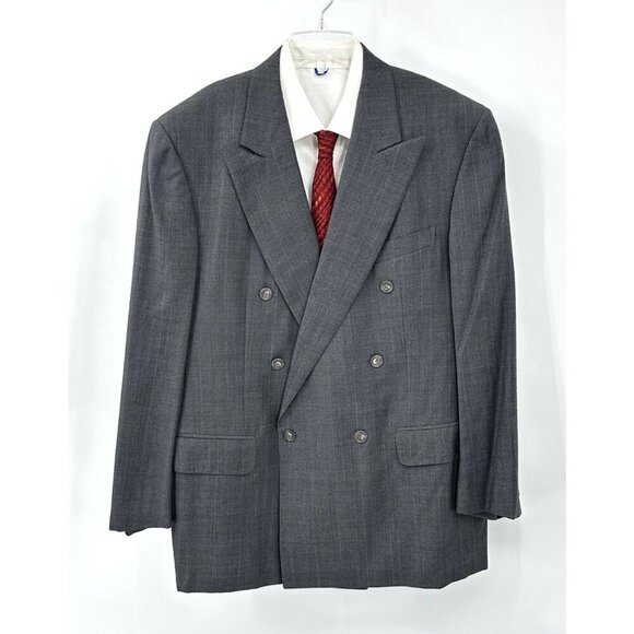 vintage 80s ERMENEGILDO ZEGNA neiman marcus jacket blazer double breasted 44R - Picture 2 of 9